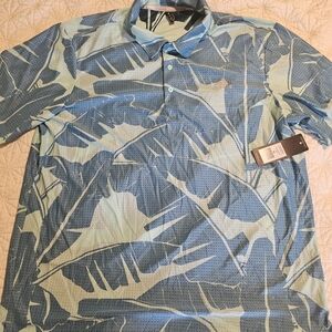adidas Golf Blue Leaf Pattern Shirt